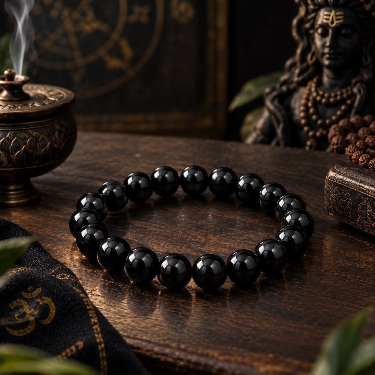 Devkhatiy Natural Kali Hakik Bracelet (Black Agate – Shani & Kali Protection)