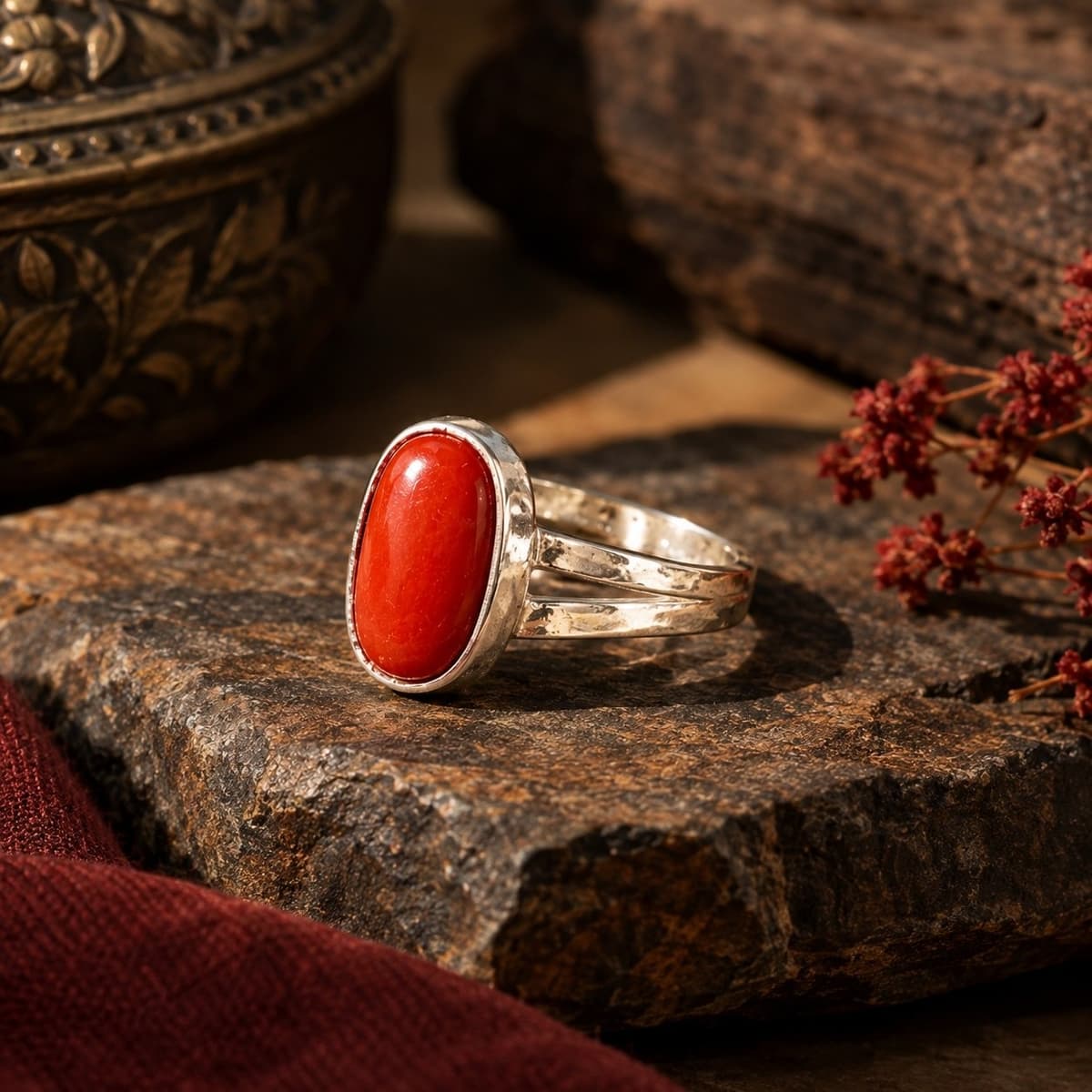 Devkhatiy Certified Natural Red Coral Ring (Moonga – Mars & Mangal Dosh Remedy) - Image 1