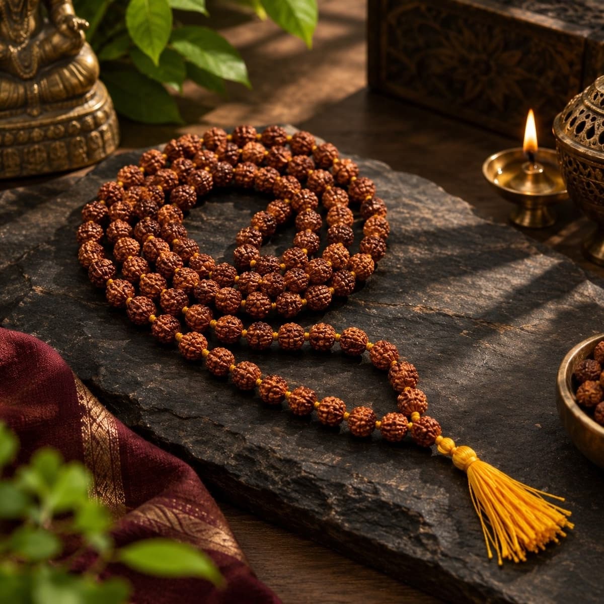 Devkhatiy Brown Rudraksha Mala - 108+1 Beads - Image 2